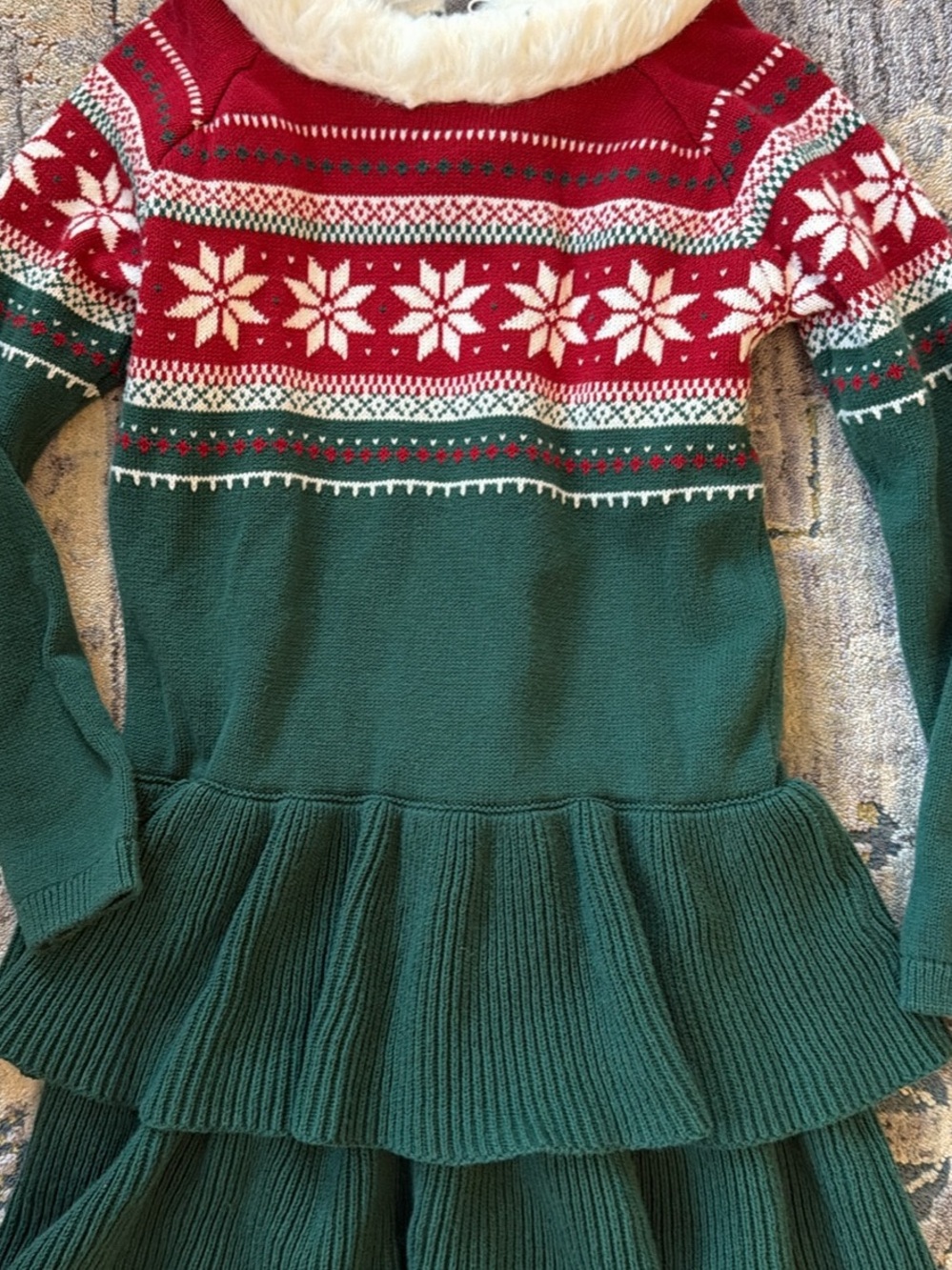 Gymboree 4T Green & Red Holiday Knit Sweater Dress